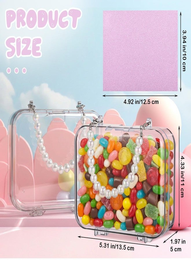 AceOrbit 12 Pcs Mini Empty Suitcase Storage Box with Glitter Cardstock Clear Candy Luggage Storage Containers Suitcase Packaging Case with Pearl Handle Mini Plastic Party Favor Box for Travel - Image 2